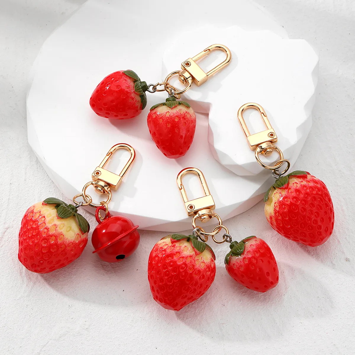 Casual Cute Simple Style Strawberry Bell Alloy Resin Bag Pendant Keychain