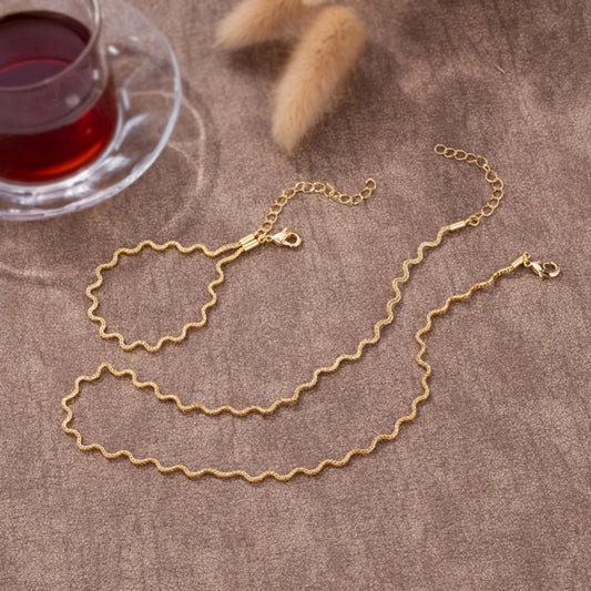 Casual Cute Simple Style Waves Stainless Steel Plating Gold Plated Necklace