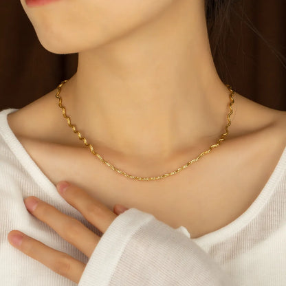 Casual Cute Simple Style Waves Stainless Steel Plating Gold Plated Necklace