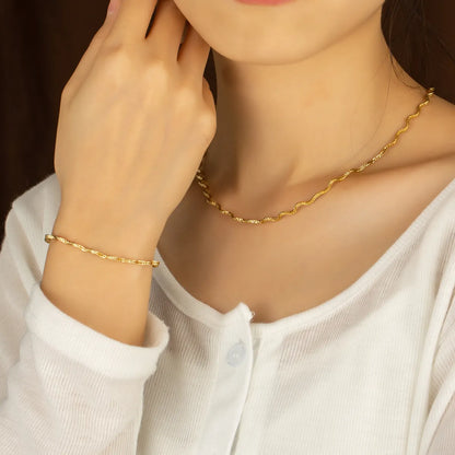 Casual Cute Simple Style Waves Stainless Steel Plating Gold Plated Necklace