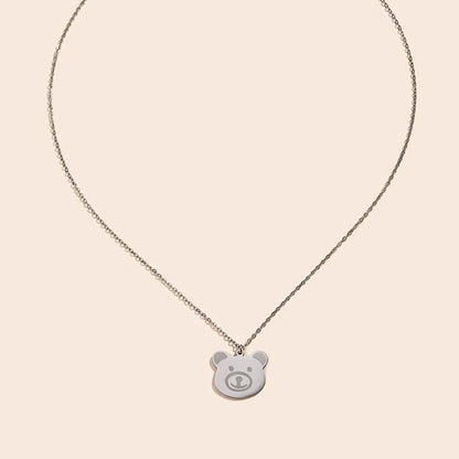 Casual Cute Sweet Bear Stainless Steel Pendant Necklace