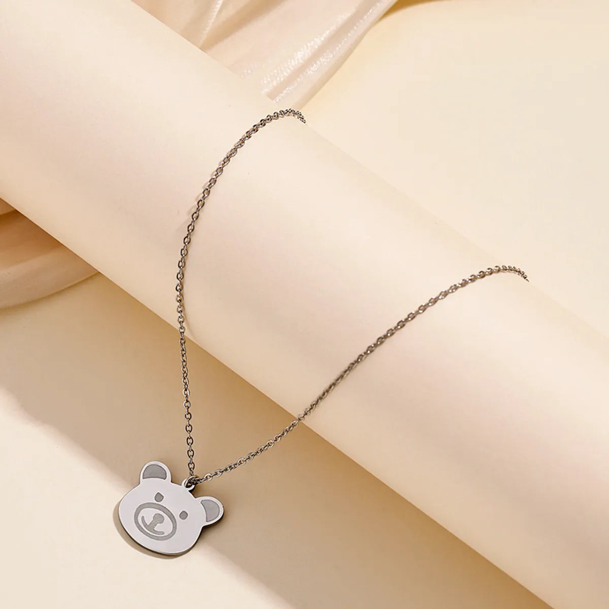 Casual Cute Sweet Bear Stainless Steel Pendant Necklace