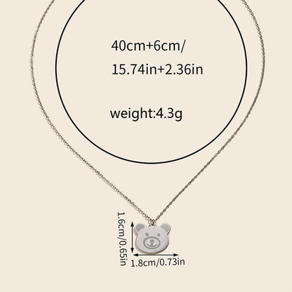 Casual Cute Sweet Bear Stainless Steel Pendant Necklace