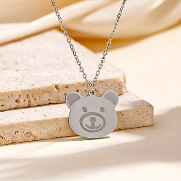 Casual Cute Sweet Bear Stainless Steel Pendant Necklace