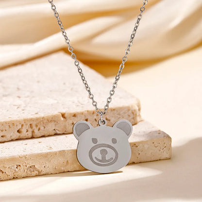 Casual Cute Sweet Bear Stainless Steel Pendant Necklace