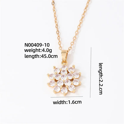 Wholesale Casual Cute Sweet Christmas Tree Heart Shape Snowflake 304 Stainless Steel Copper Plating Inlay K Gold Plated Zircon Pendant Necklace