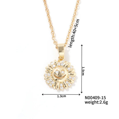 Wholesale Casual Cute Sweet Christmas Tree Heart Shape Snowflake 304 Stainless Steel Copper Plating Inlay K Gold Plated Zircon Pendant Necklace