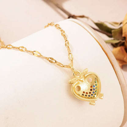 Casual Cute Tortoise Heart Shape Eye Copper 18k Gold Plated Zircon Pendant Necklace In Bulk