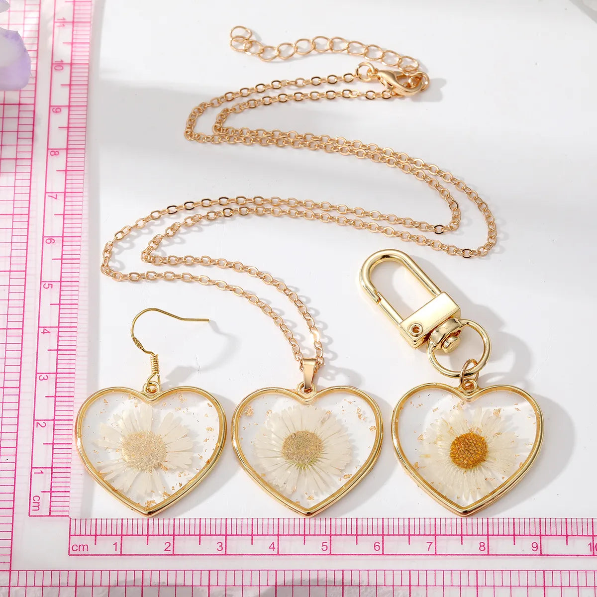 Casual Cute Vacation Heart Shape Alloy Resin Wholesale Earrings Necklace