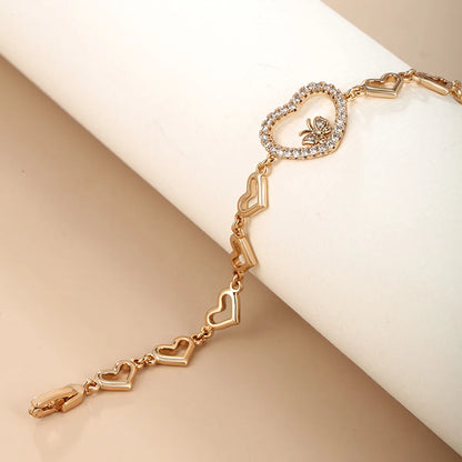 Casual Cute Xuping Heart Shape Butterfly 18k Gold Plated Artificial Diamond Alloy Wholesale Bracelets