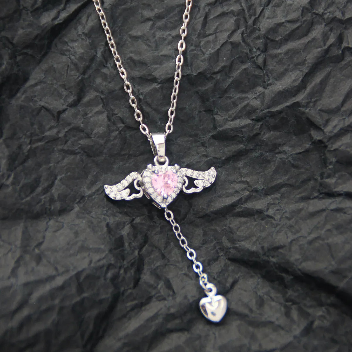 Casual Elegant Basic Moon Heart Shape Bow Knot Titanium Steel Plating Inlay Zircon Pendant Necklace