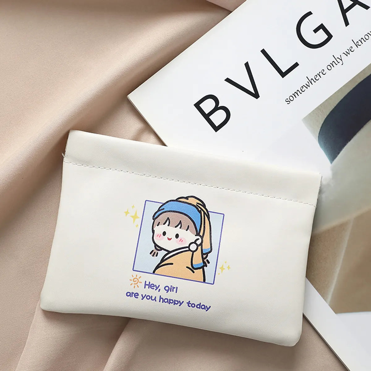 Casual Elegant Cartoon Pu Leather Square Makeup Bags