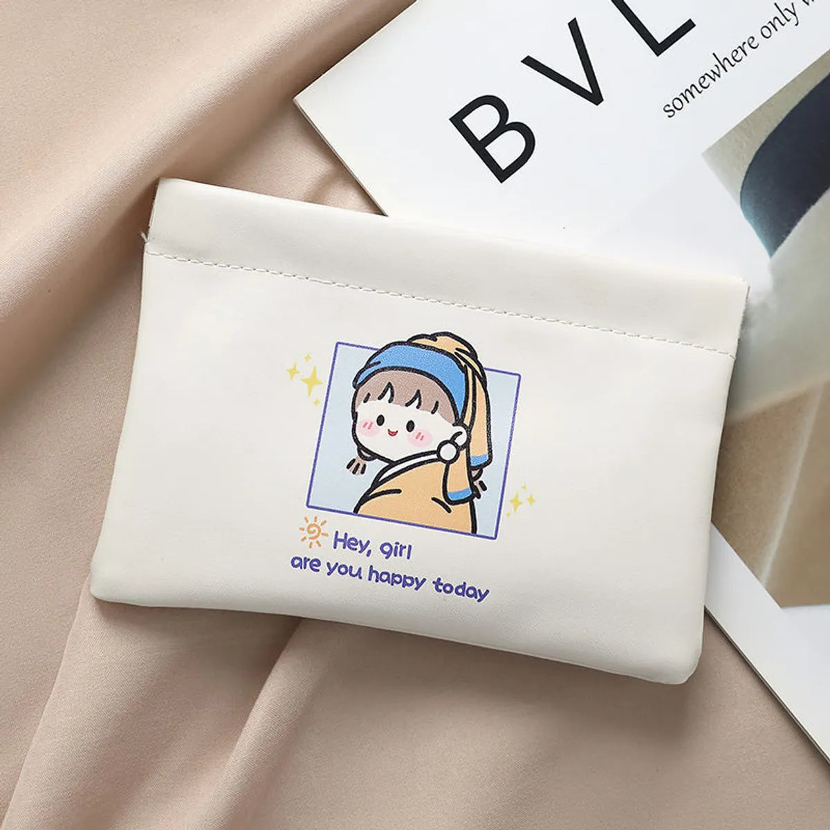 Casual Elegant Cartoon Pu Leather Square Makeup Bags