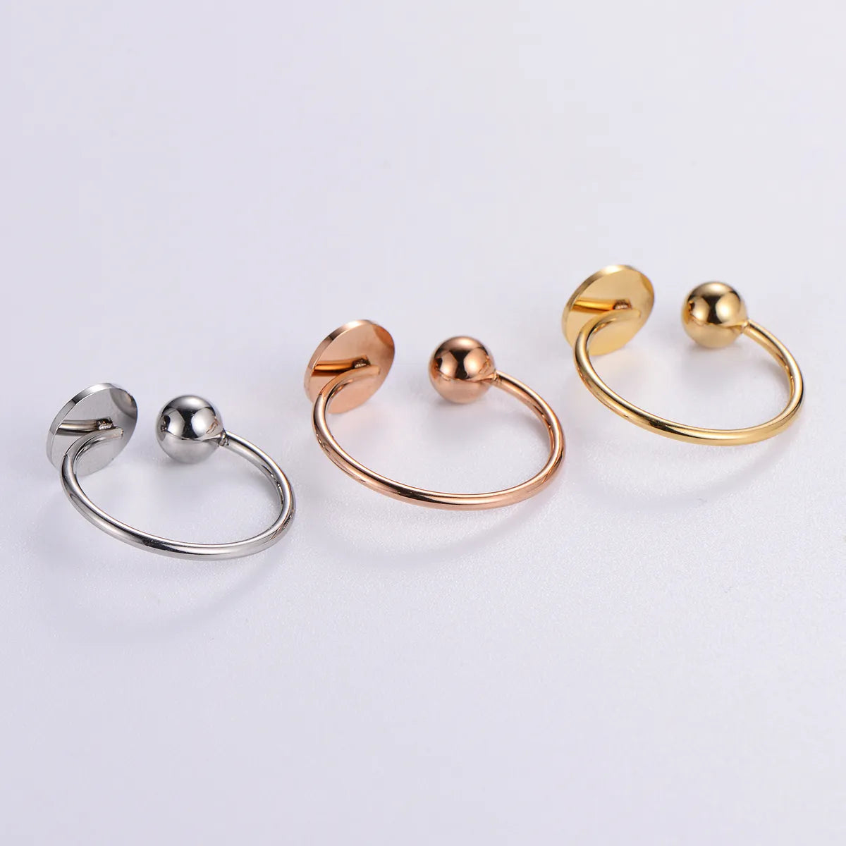 Casual Elegant Classic Style Solid Color Stainless Steel Plating 24k Gold Plated Rose Gold Plated Rings