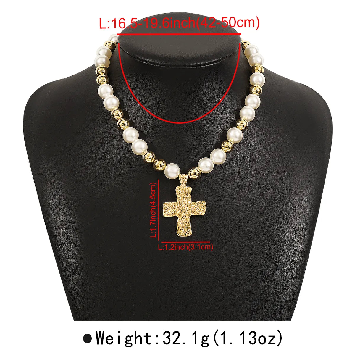 Casual Elegant Cross CCB Imitation Pearl Alloy Wholesale Pendant Necklace