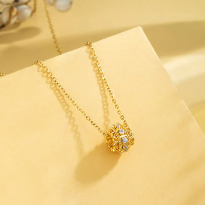 Casual Elegant Cross Heart Shape Flower Stainless Steel Titanium Steel Plating Inlay Zircon 18k Gold Plated Gold Plated Pendant Necklace