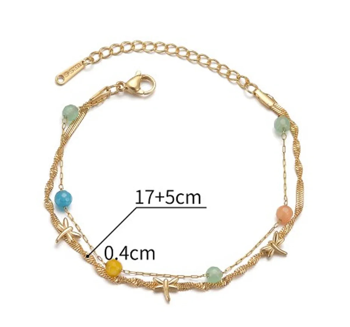 Casual Elegant Dragonfly 304 Stainless Steel 18K Gold Plated Glass Crystal Bracelets In Bulk