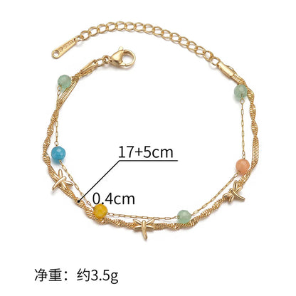 Casual Elegant Dragonfly 304 Stainless Steel 18K Gold Plated Glass Crystal Bracelets In Bulk