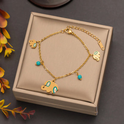 Casual Elegant Elephant Titanium Steel Enamel Plating Bracelets Necklace