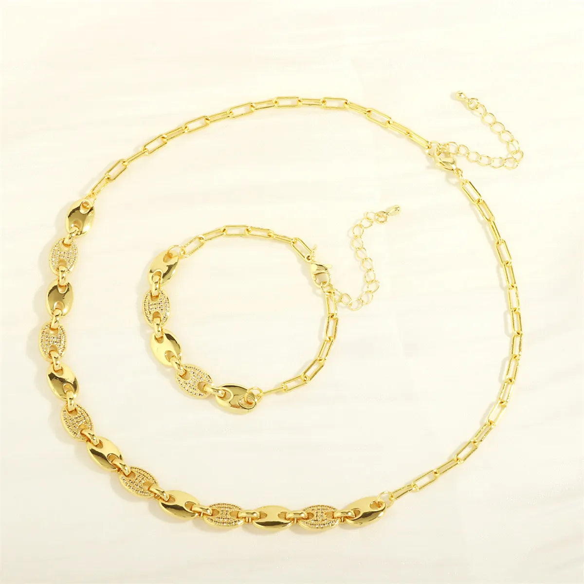 Casual Elegant Geometric Copper Zircon Bracelets Necklace 1 Piece