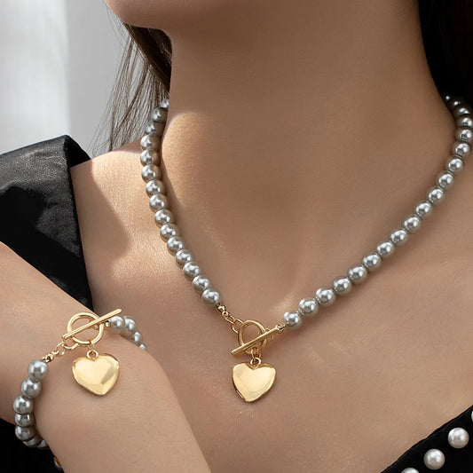 Casual Elegant Heart Shape Alloy Plastic Women's Jewelry Set