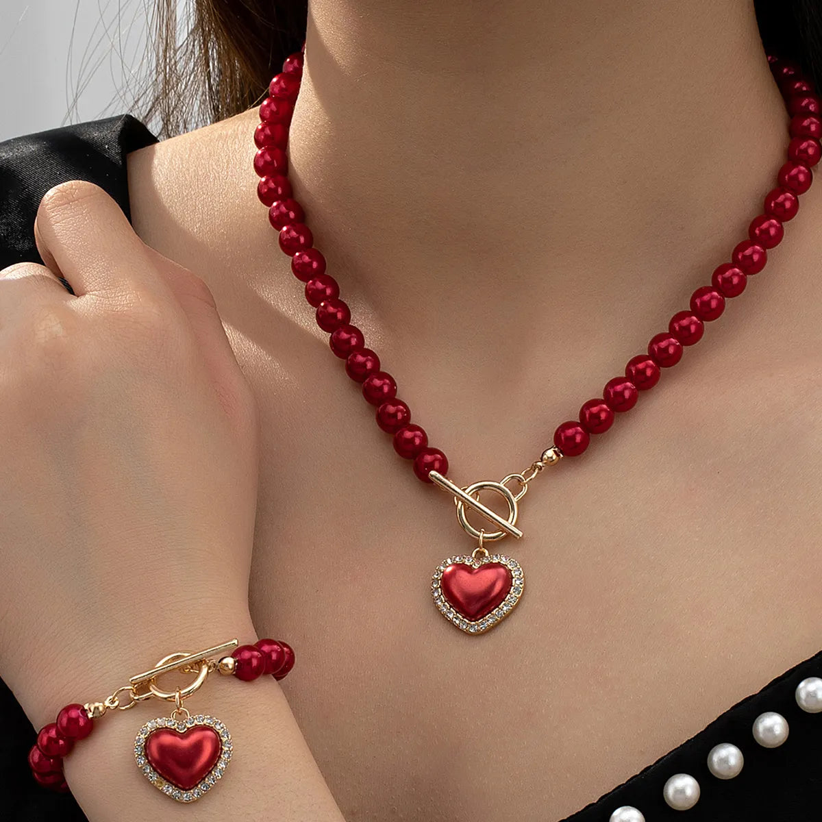 Casual Elegant Heart Shape Alloy Plastic Women's Jewelry Set