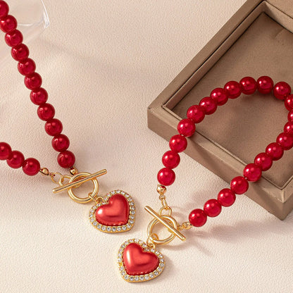 Casual Elegant Heart Shape Alloy Plastic Women's Jewelry Set