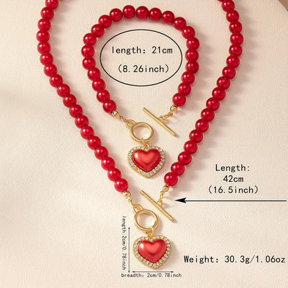 Casual Elegant Heart Shape Alloy Plastic Women's Jewelry Set