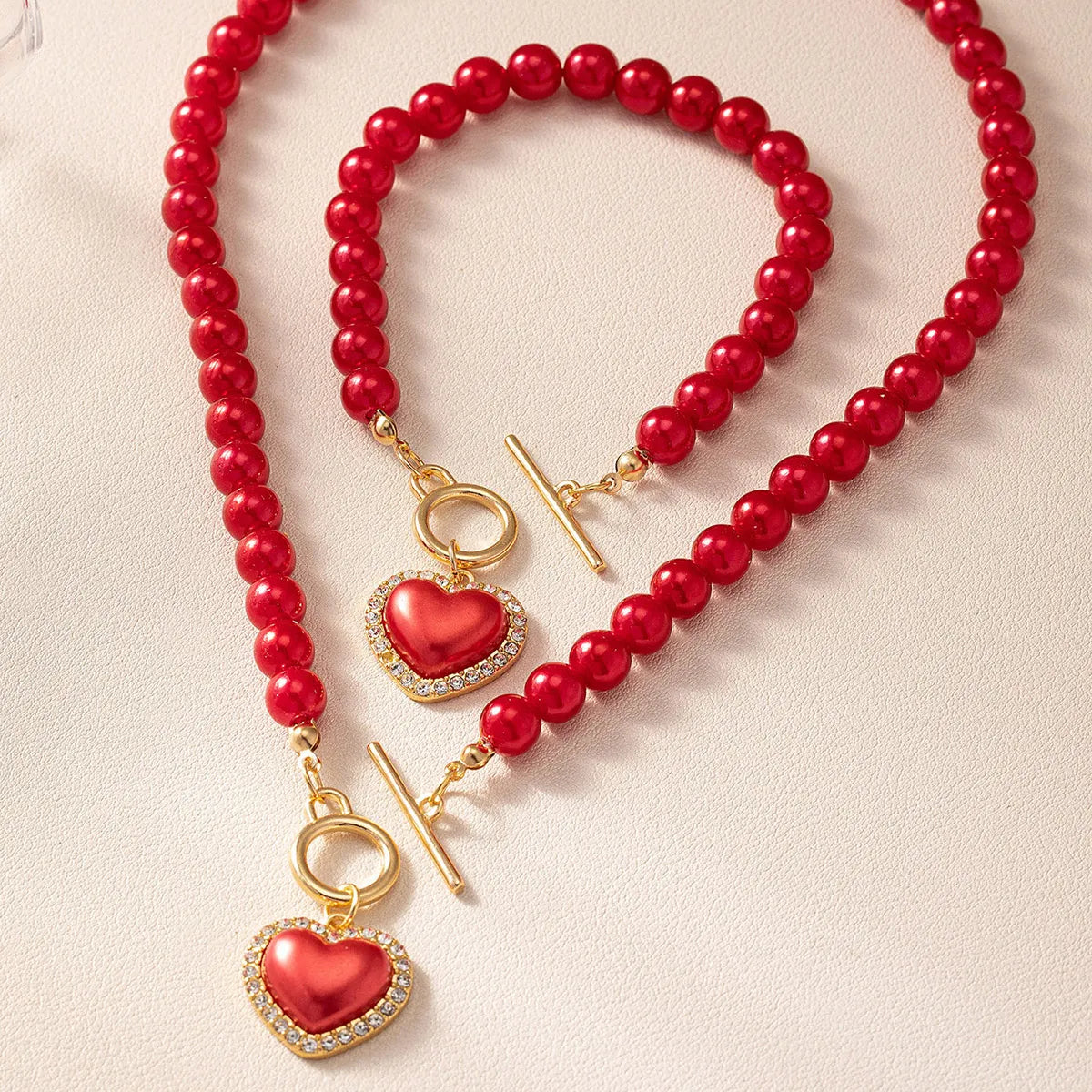 Casual Elegant Heart Shape Alloy Plastic Women's Jewelry Set