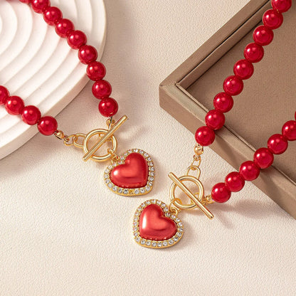 Casual Elegant Heart Shape Alloy Plastic Women's Jewelry Set