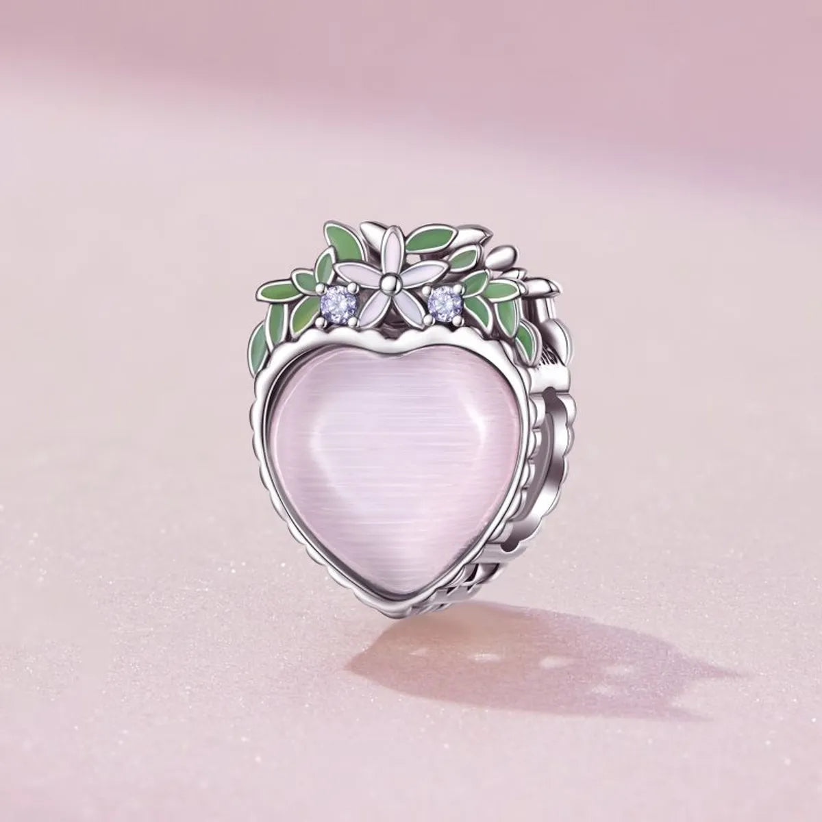 Casual Elegant Heart Shape Flower Sterling Silver Inlay Glass Zircon Jewelry Accessories