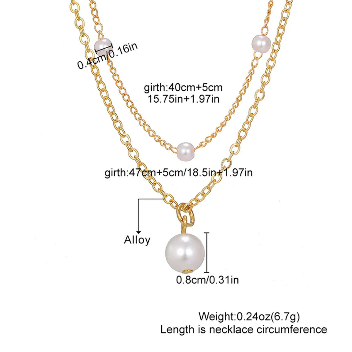 Casual Elegant Lady Geometric Alloy Plastic Layered Women'S Double Layer Necklaces Pendant Necklace