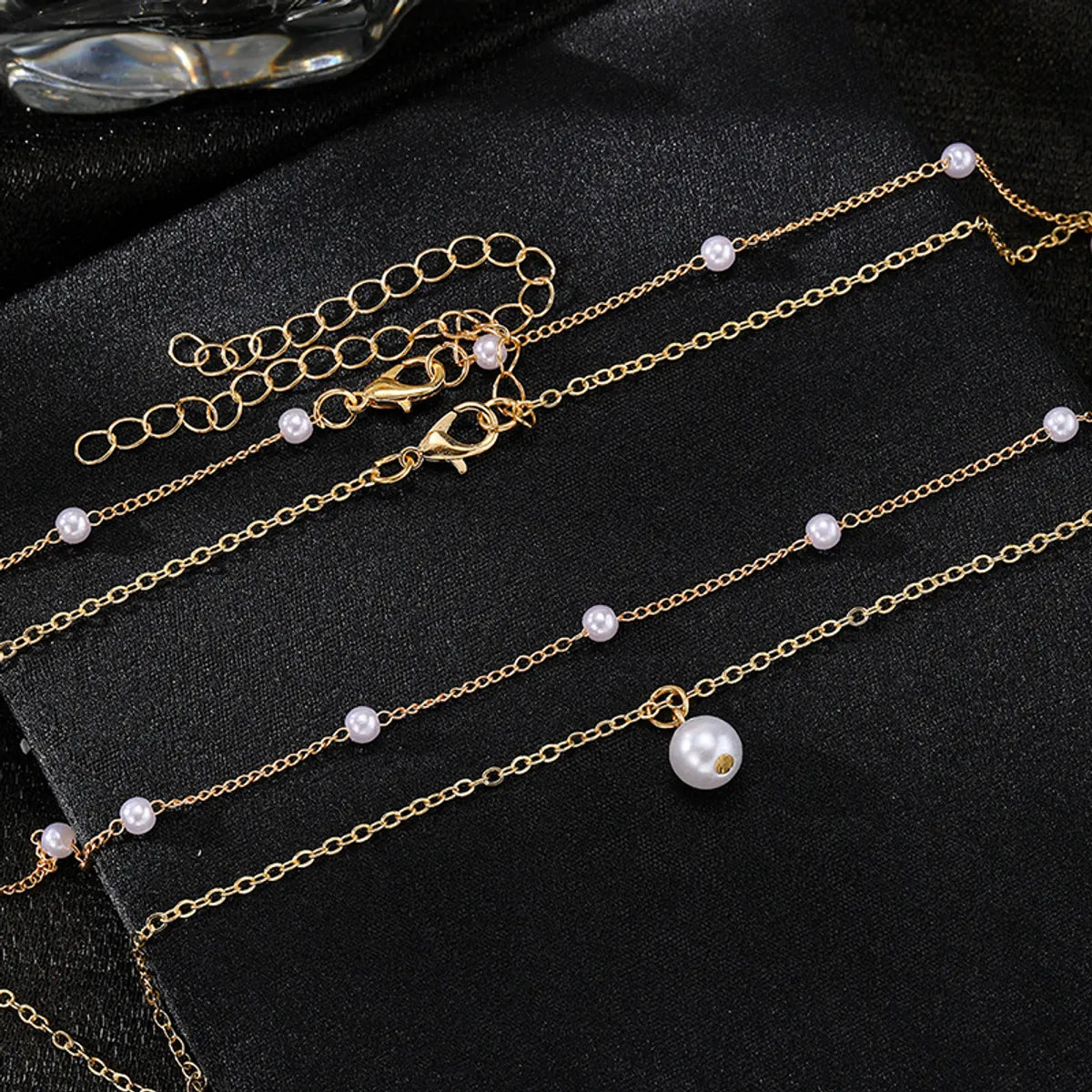 Casual Elegant Lady Geometric Alloy Plastic Layered Women'S Double Layer Necklaces Pendant Necklace