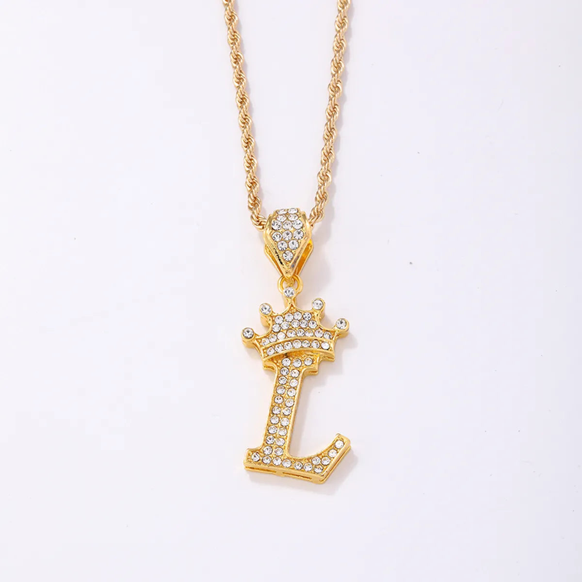 Casual Elegant Letter Crown Copper Plating Inlay Zircon Gold Plated Pendant Necklace