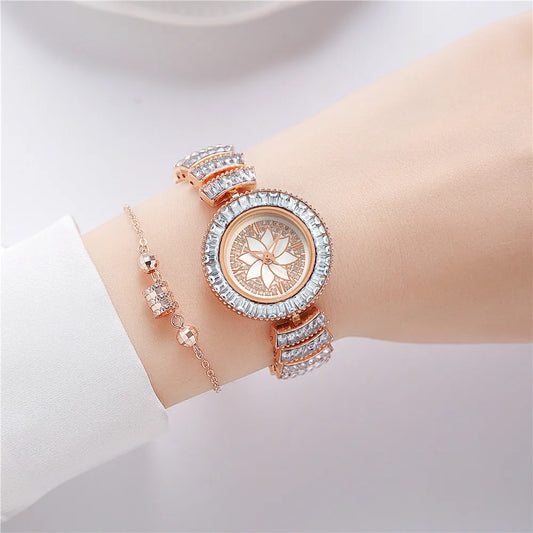 Casual Elegant Lotus Horseshoe Buckle Quartz Women'S Watches