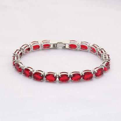 Casual Elegant Luxurious Geometric Oval Copper Inlay Zircon Bracelets