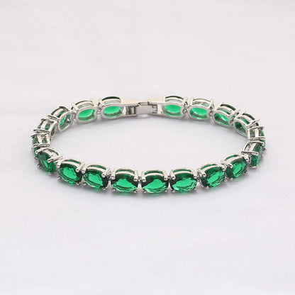 Casual Elegant Luxurious Geometric Oval Copper Inlay Zircon Bracelets