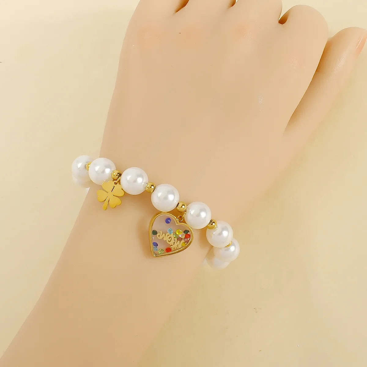 Casual Elegant Luxurious Heart Shape Flower Imitation Pearl Wholesale Bracelets