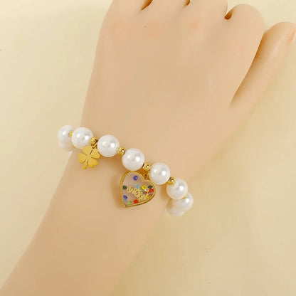 Casual Elegant Luxurious Heart Shape Flower Imitation Pearl Wholesale Bracelets