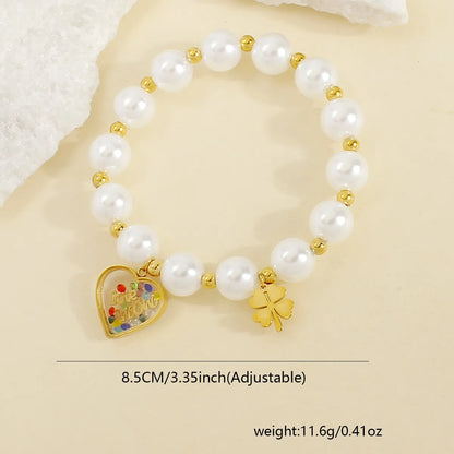 Casual Elegant Luxurious Heart Shape Flower Imitation Pearl Wholesale Bracelets