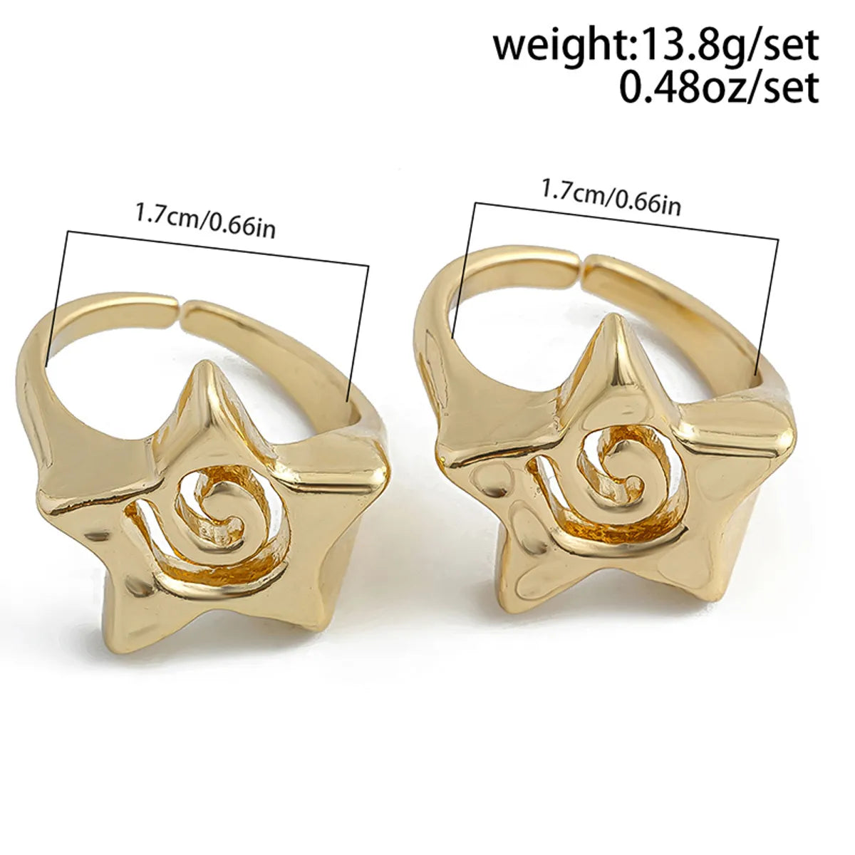 Casual Elegant Luxurious Pentagram Alloy Hollow Out Women'S Rings