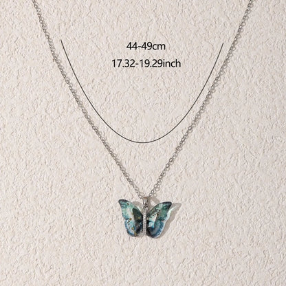 Casual Elegant Modern Style Butterfly Shell Zircon 304 Stainless Steel Alloy Wholesale Pendant Necklace