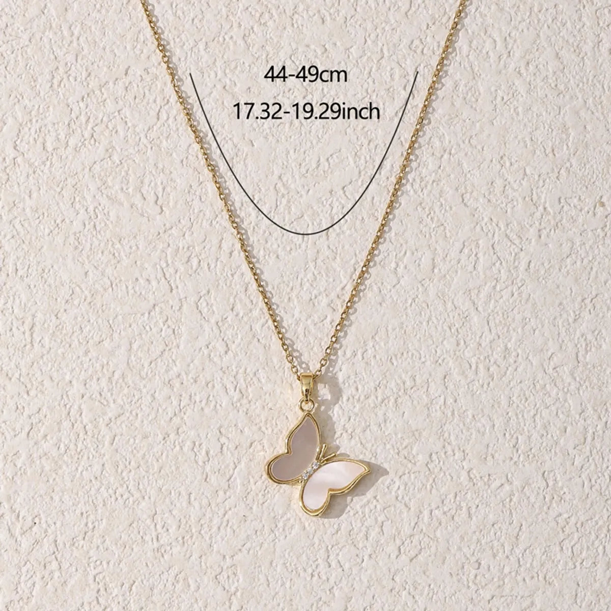 Casual Elegant Modern Style Butterfly Shell Zircon 304 Stainless Steel Alloy Wholesale Pendant Necklace