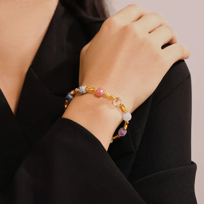 Casual Elegant Modern Style Geometric Agate Titanium Steel 18K Gold Plated Bracelets In Bulk