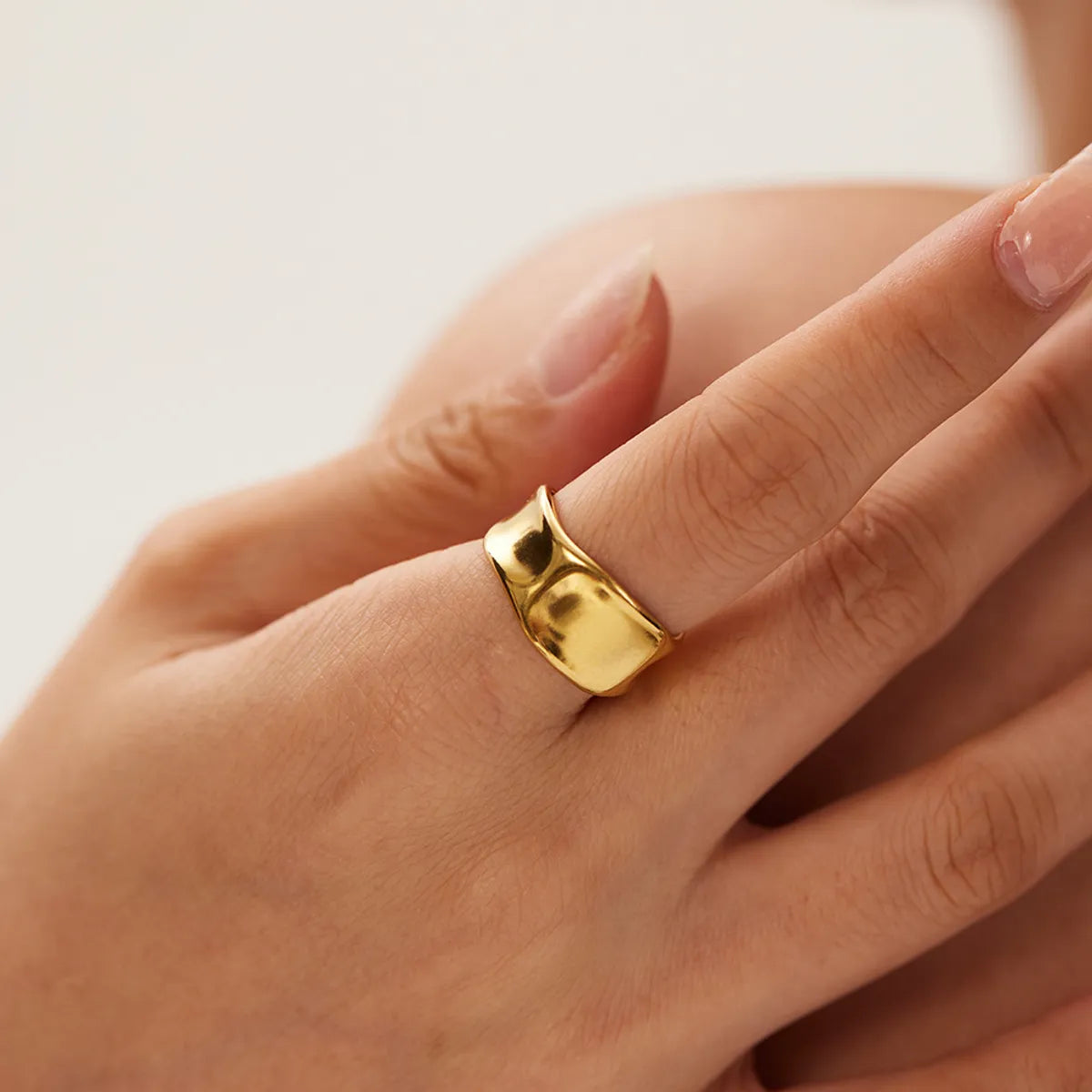 Casual Elegant Modern Style Geometric Stainless Steel Plating 18k Gold Plated Open Rings