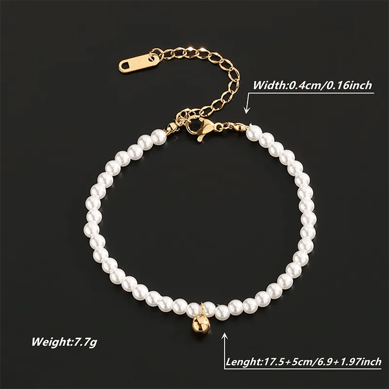 Casual Elegant Pearl 304 Stainless Steel 18K Gold Plated Bracelets In Bulk