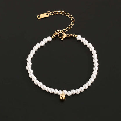 Casual Elegant Pearl 304 Stainless Steel 18K Gold Plated Bracelets In Bulk