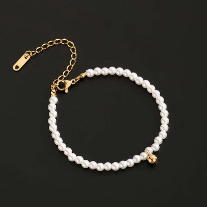 Casual Elegant Pearl 304 Stainless Steel 18K Gold Plated Bracelets In Bulk