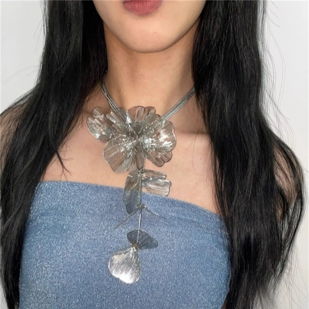 Casual Elegant Retro Flower Gold Plated Silver Plated Rhinestones Alloy Copper Wholesale Hair Clasp Earrings Necklace