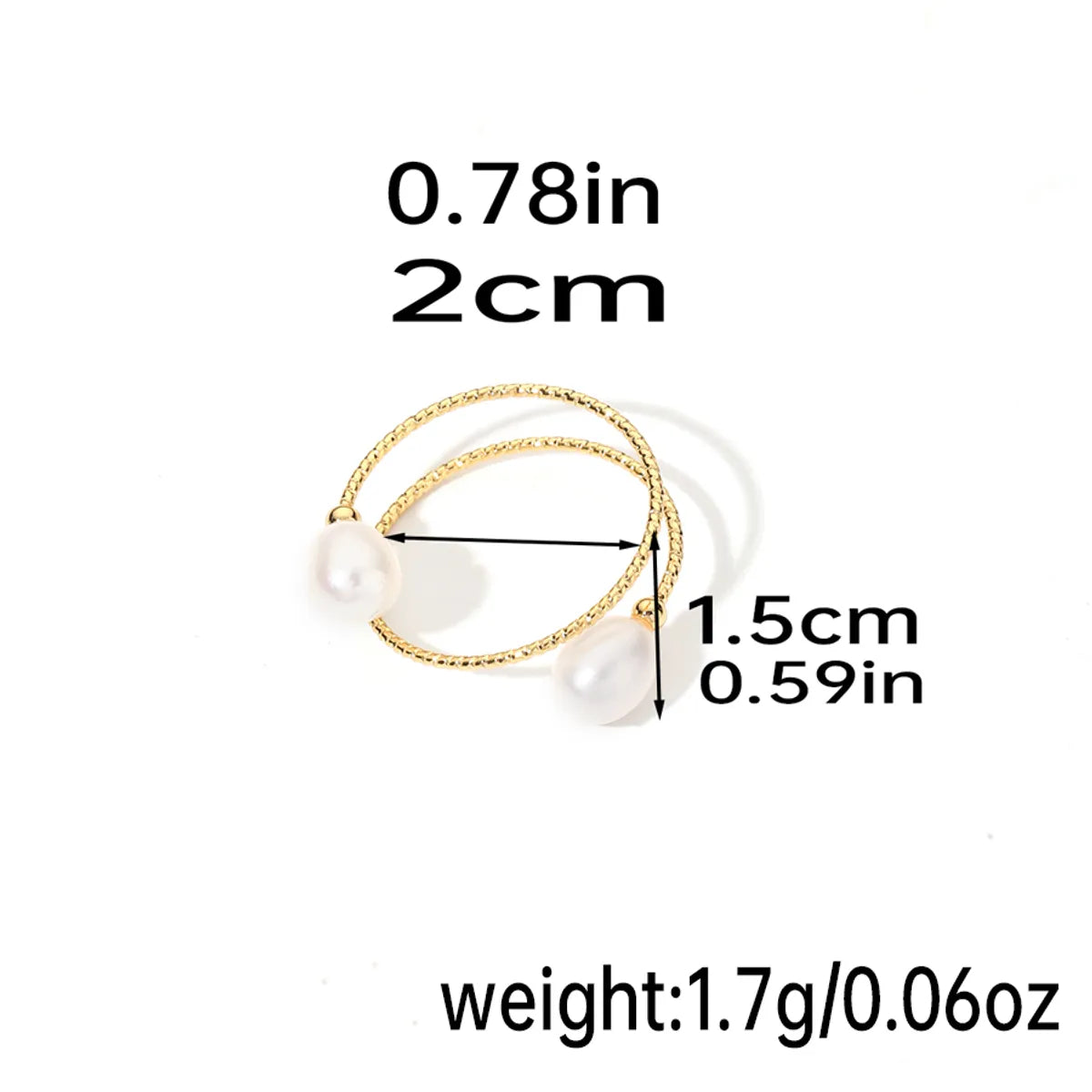 Casual Elegant Retro Pearl Copper Inlay Natural Stone Freshwater Pearl Agate 18k Gold Plated Open Rings